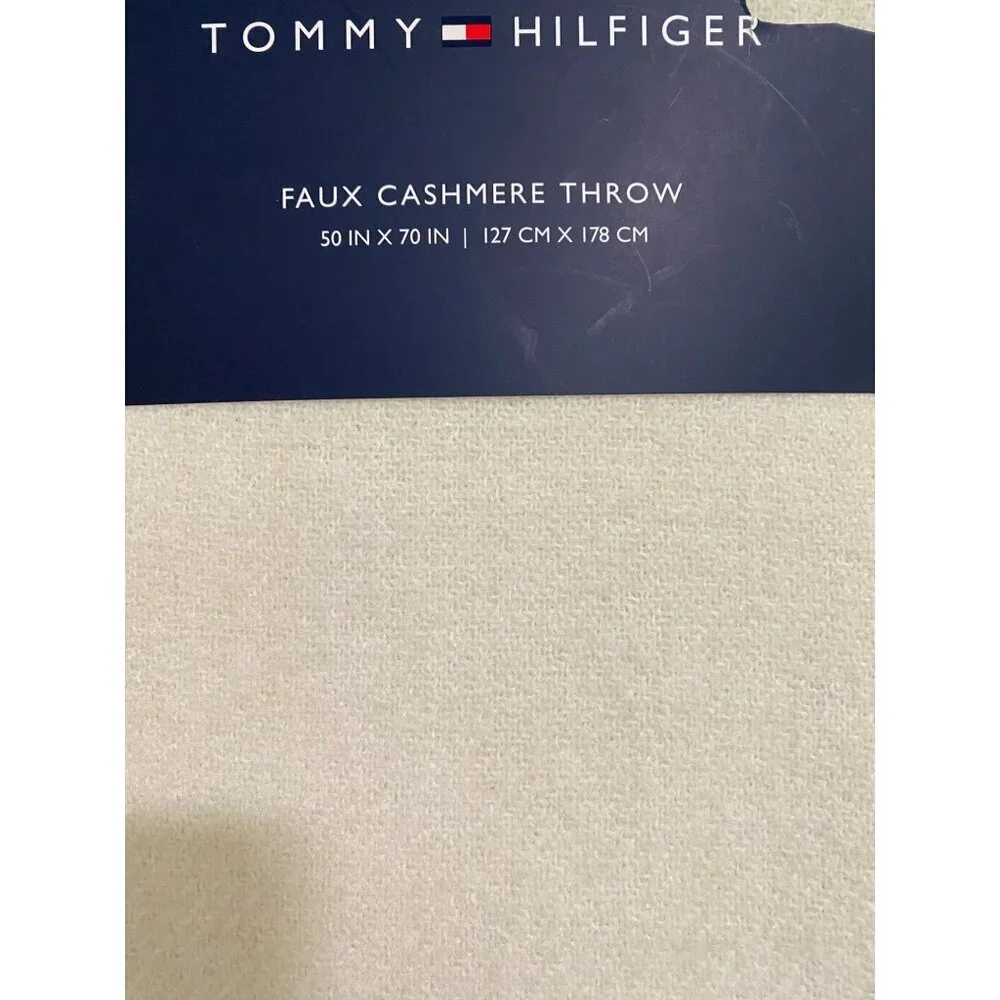 Tommy Hilfiger Faux Cashmere Throw Blanket 50x70, Multicolor Fringe